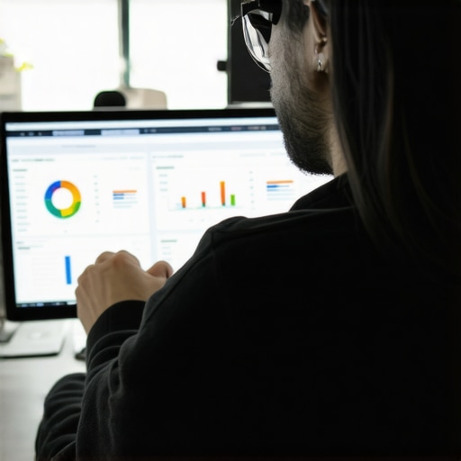 Business owner reviewing AI analytics dashboards for local SEO improvements