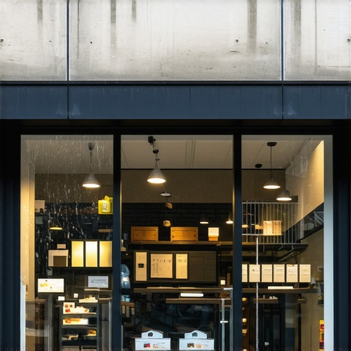 Local storefront with digital analytics and community engagement elements