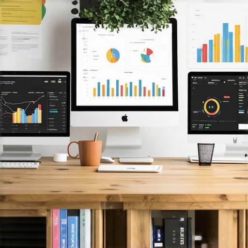 Business owner analyzing local SEO analytics on computer for GMB optimization