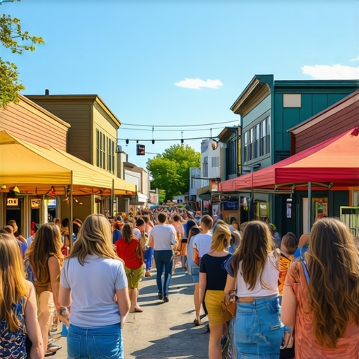 Community members interacting with local businesses in a neighborhood