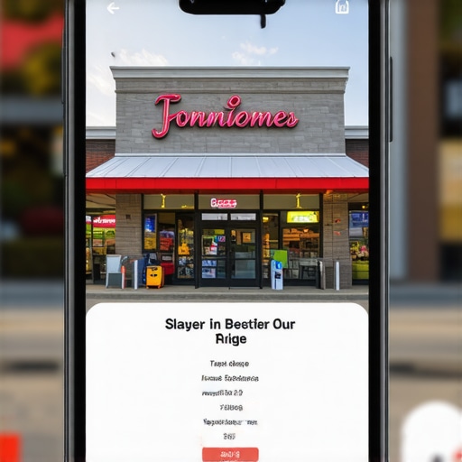 Smartphone screen showing geo-fenced alert for local business