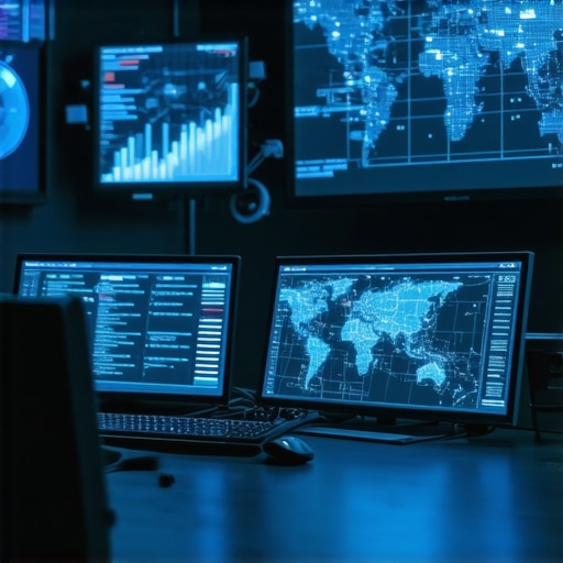 Futuristic control room showcasing AI analytics dashboard for local SEO