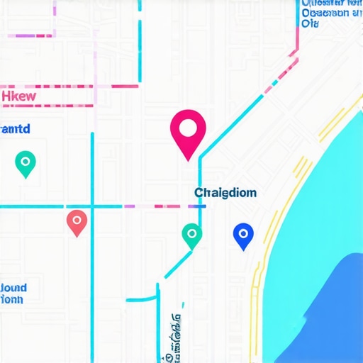 Futuristic digital map illustrating AI and local search elements for 2025