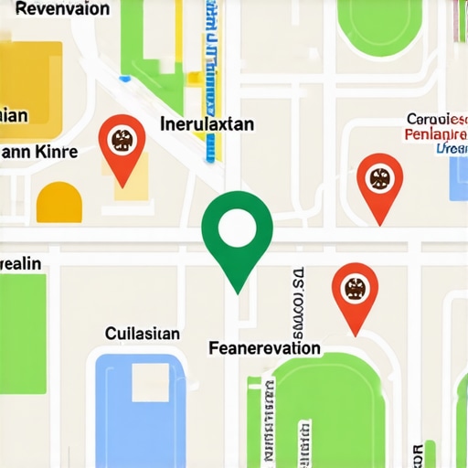 Futuristic map with augmented reality features and AI data overlays