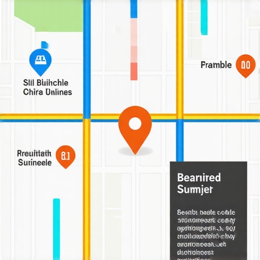 Augmented reality map showing local business locations with interactive overlays