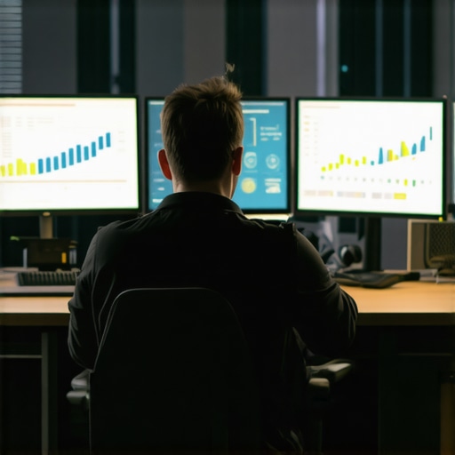 Futuristic workspace with AI tools and data analytics for local SEO