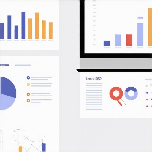 A workspace with analytics tools and charts demonstrating local SEO performance