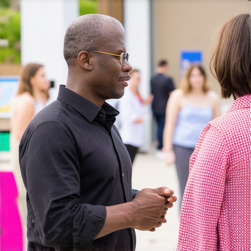 Business owner participating in local community event to boost GMB relevance