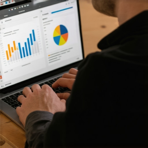 Business owner reviewing local SEO performance on a laptop.