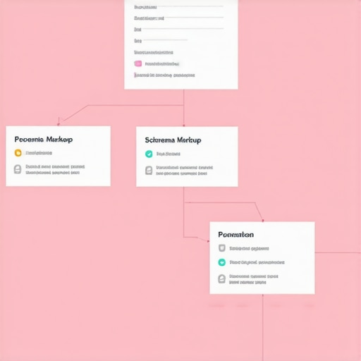 Diagram showing schema markup integration in local business website code.