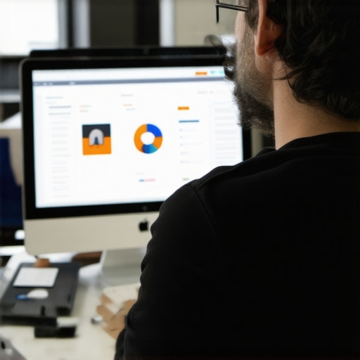 Business owner reviewing schema markup and AI analytics for local SEO enhancement