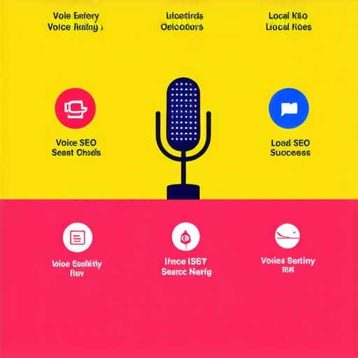 Infographic illustrating voice search queries and local SEO responses for businesses in 2025.