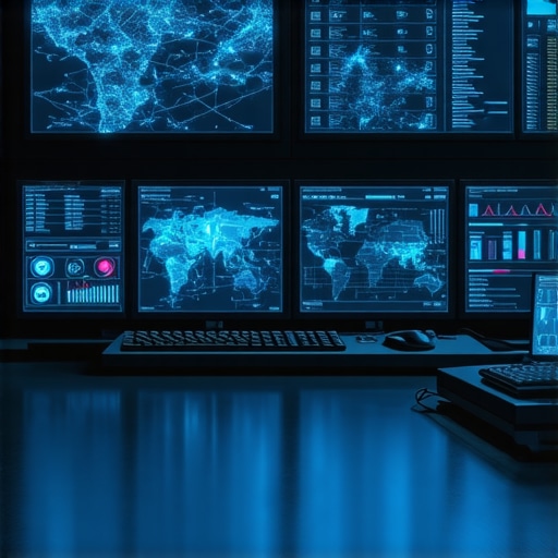 AI and Data Analytics in Local SEO A digital dashboard showing local search trends and AI predictions for SEO.