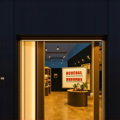 Futuristic storefront showcasing AR virtual tour as a marketing innovation for local businesses.