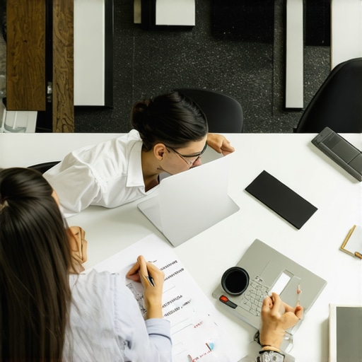Team of marketers discussing local SEO strategies around a laptop