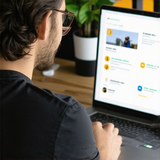 Business owner responding to customer reviews on a laptop.