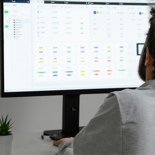 Digital strategist reviewing advanced local SEO metrics on a laptop, focusing on AI-driven insights.