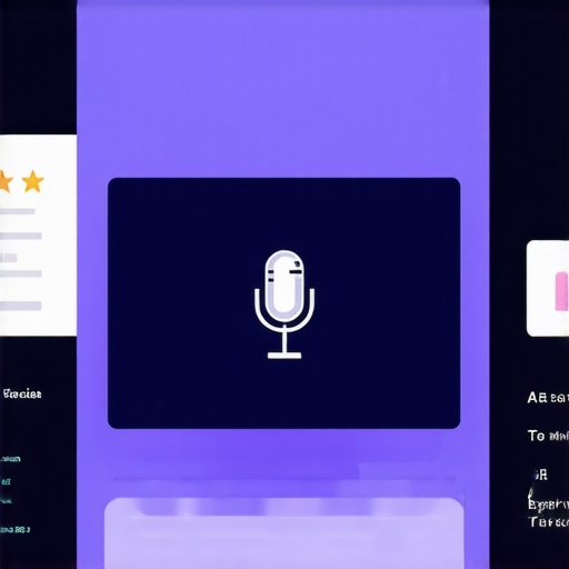 Digital illustration depicting voice search, AI review management, and local content strategies for Google My Business.