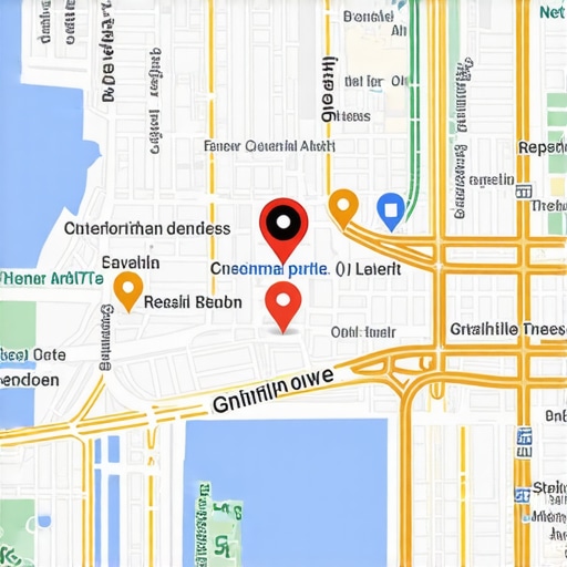 Localized Content Impact on GMB Visibility Map with local business icons demonstrating regional SEO strategies