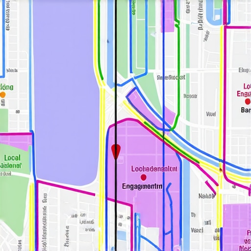 Neighborhood Data Mapping for Local Targeting A digital map showcasing neighborhood analytics, geofencing zones, and local marketing data layers