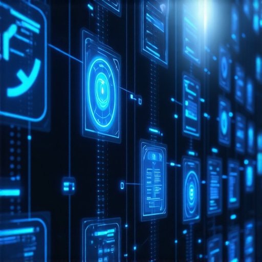 Futuristic digital interface displaying advanced local search analytics and AI visualization.