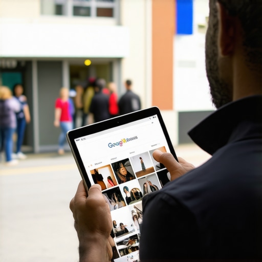 Business owner uploading photos and videos to Google My Business profile.