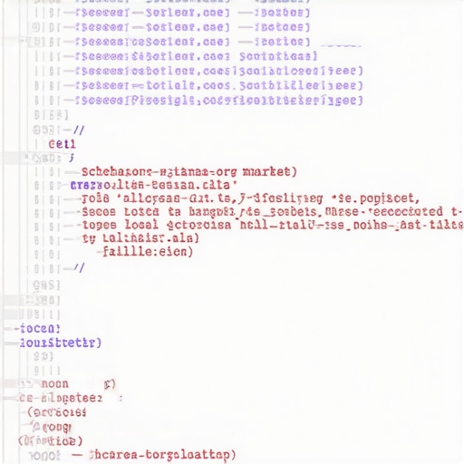 Illustration of schema markup code embedded in a website's HTML for local search optimization.