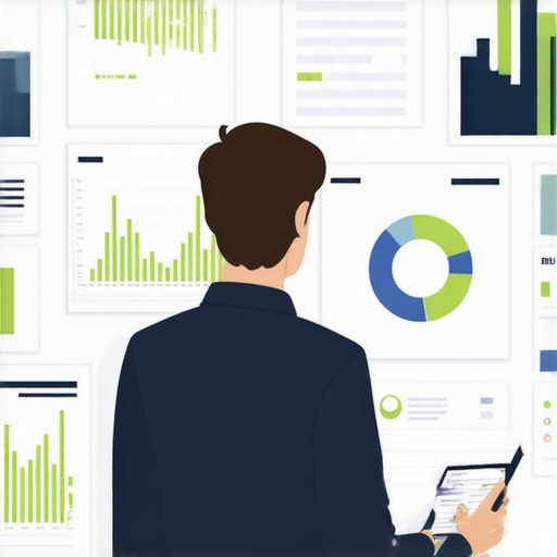 Illustration of AI analytics dashboard monitoring local business performance and customer interactions.