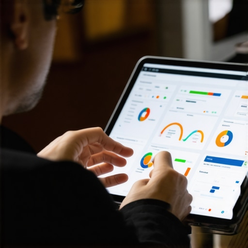 AI Data Analytics for Local SEO Business owner reviewing AI-driven local SEO analytics on a tablet