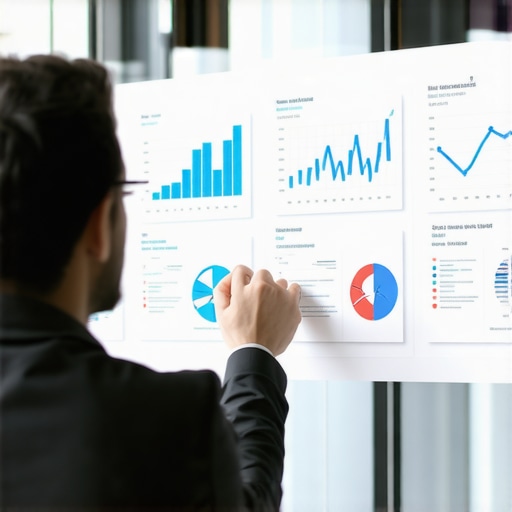 Digital marketer reviewing local SEO metrics with graphs and schema data