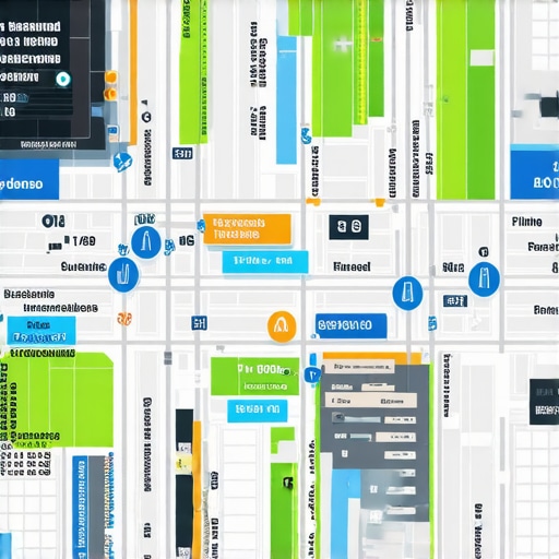 Augmented Reality Maps in Future Urban Environments Futuristic city map demonstrating AR overlays for local search engagement.