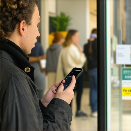 Business owner actively replying to customer reviews on a mobile device in a retail environment.