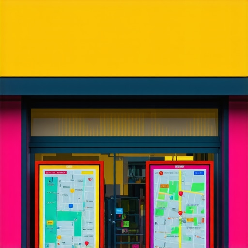 Interactive Local Business Environment A bustling city storefront with digital interfaces and engaging displays representing advanced GMB strategies.