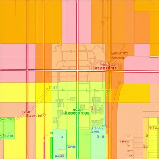 Precision Geospatial Data in Local SEO Digital map with detailed demographic and zoning overlays for local SEO targeting