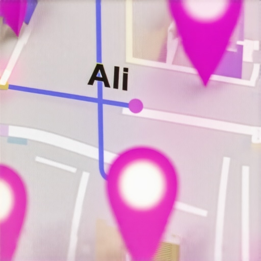 AI Map Overlay Influences in Local Search Digital map with icons representing AI-driven local search overlays.