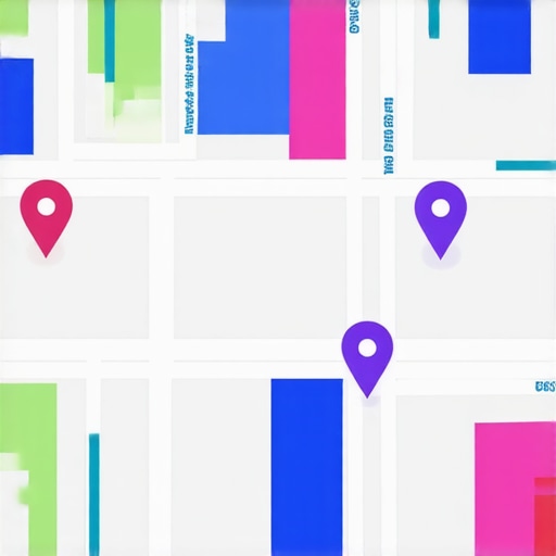 A digital map showing AI-driven overlays highlighting local businesses with user engagement indicators