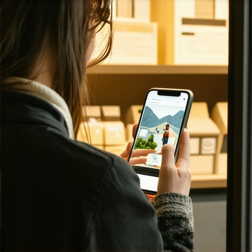 Business owner using augmented reality to promote local store