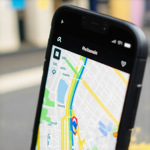 Augmented Reality Map Overlay for Local SEO Smartphone with AR map overlay in city setting