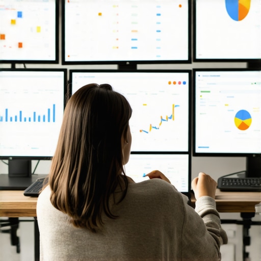 Data-Driven GMB Optimization A marketer studying analytics dashboards showing GMB performance metrics.