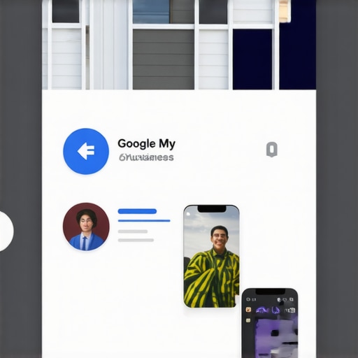 Illustration showing a GMB profile displaying images, videos, and real-time inventory updates.