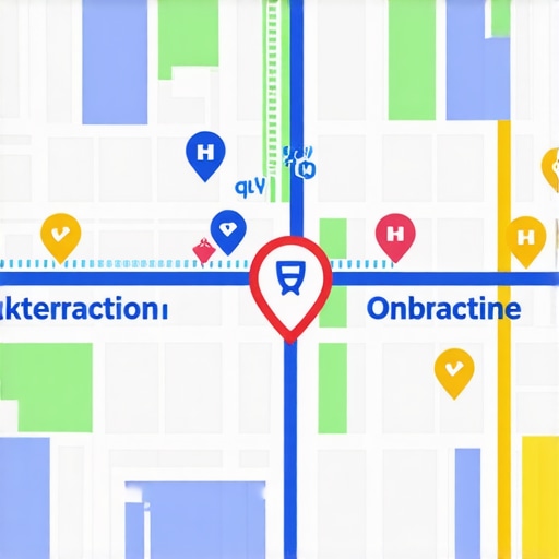 Futuristic map showing AR overlays highlighting local businesses and user interactions