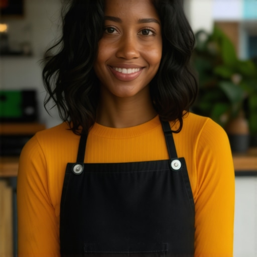 Business owner using AI tools for personalized local content creation.