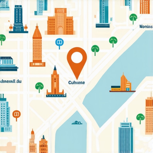 Visual of an interactive map highlighting local landmarks and customer routes for SEO