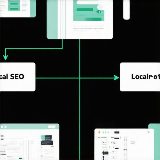 Flowchart showing data collection, preprocessing, training, prediction, and action in local SEO