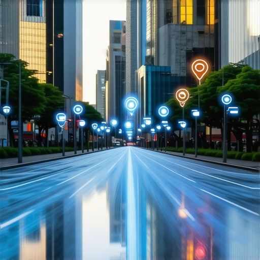 Futuristic cityscape showing AR overlays and IoT sensors highlighting advanced data-driven local marketing