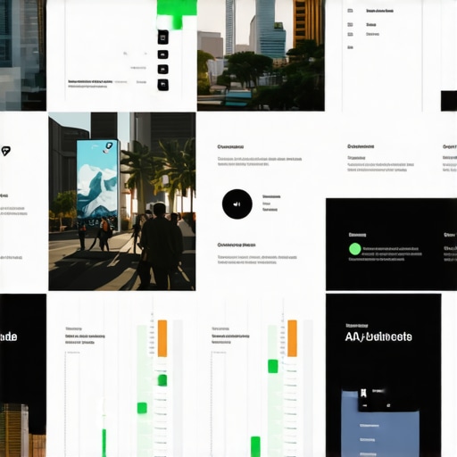 Futuristic visualization of local businesses utilizing augmented reality and AI analytics for SEO