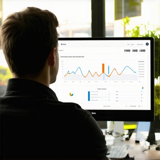 Business owner reviewing GMB interaction metrics on a digital dashboard