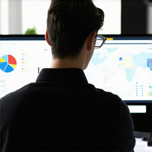 Business owner reviewing local SEO analytics on digital dashboard.