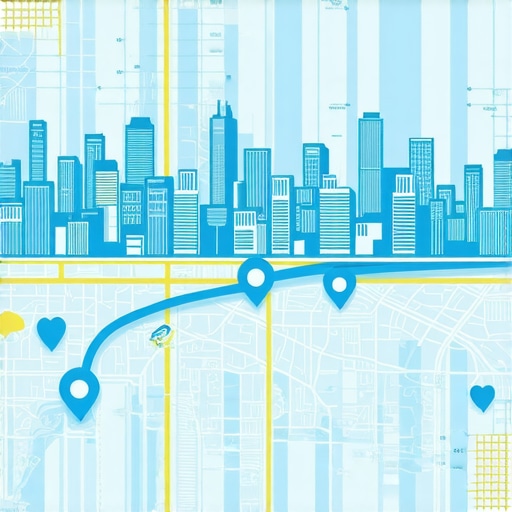 Digital data analytics visualized with graphs and city map icons for local SEO