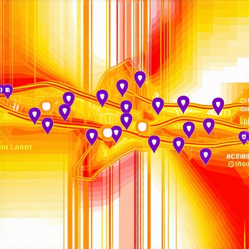 Heatmap visualization of foot traffic and social media activity across a city neighborhood.
